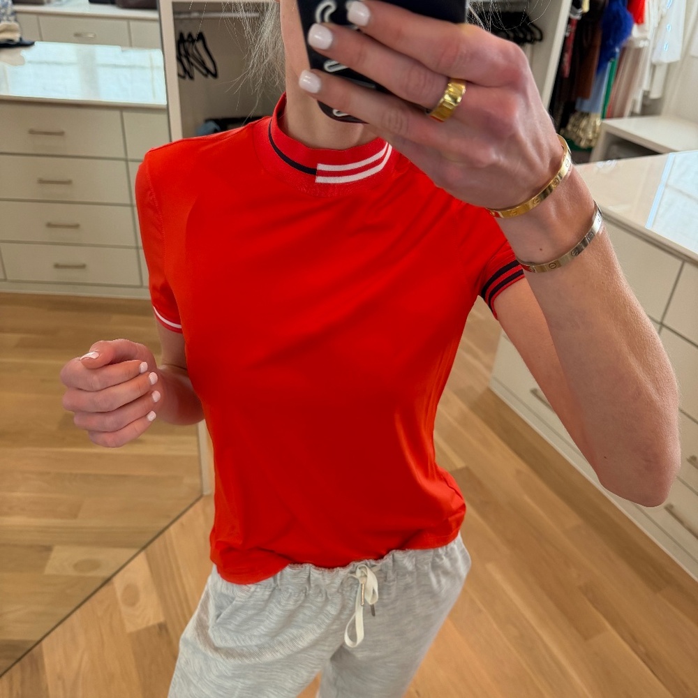 G/Fore FeatherweightMock Neck Top  Poppy XS